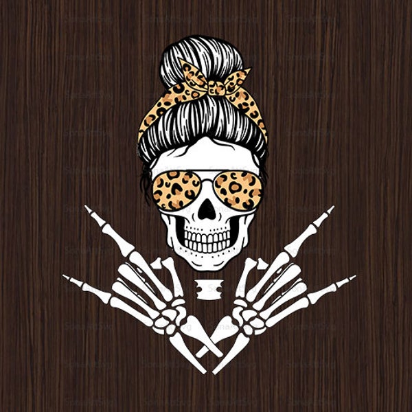 Skeleton Rock On hand Svg, Hand skeleton Svg, Skull rock on Svg, Leopard skull svg, Halloween Skeleton Svg