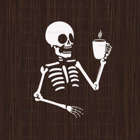 Coffee Skull Svg Halloween Coffee Drinking Skeleton Skull | Etsy