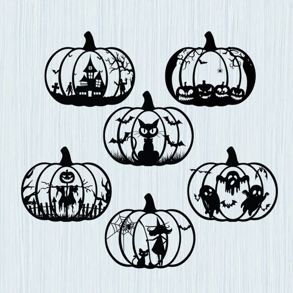 Halloween Pumpkin Silhouette Bundle Svg, Png, Halloween Door Svg Png, Halloween Decorate Svg Png, Haunted House, Cat, Witch, Pumpkin, Ghost