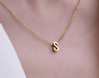 Name Letter Necklace-Personalised Gold Simple Necklace-Birthday Best Friend Gift-Minimalist Name Pendant Charm Necklace-Everyday Necklace