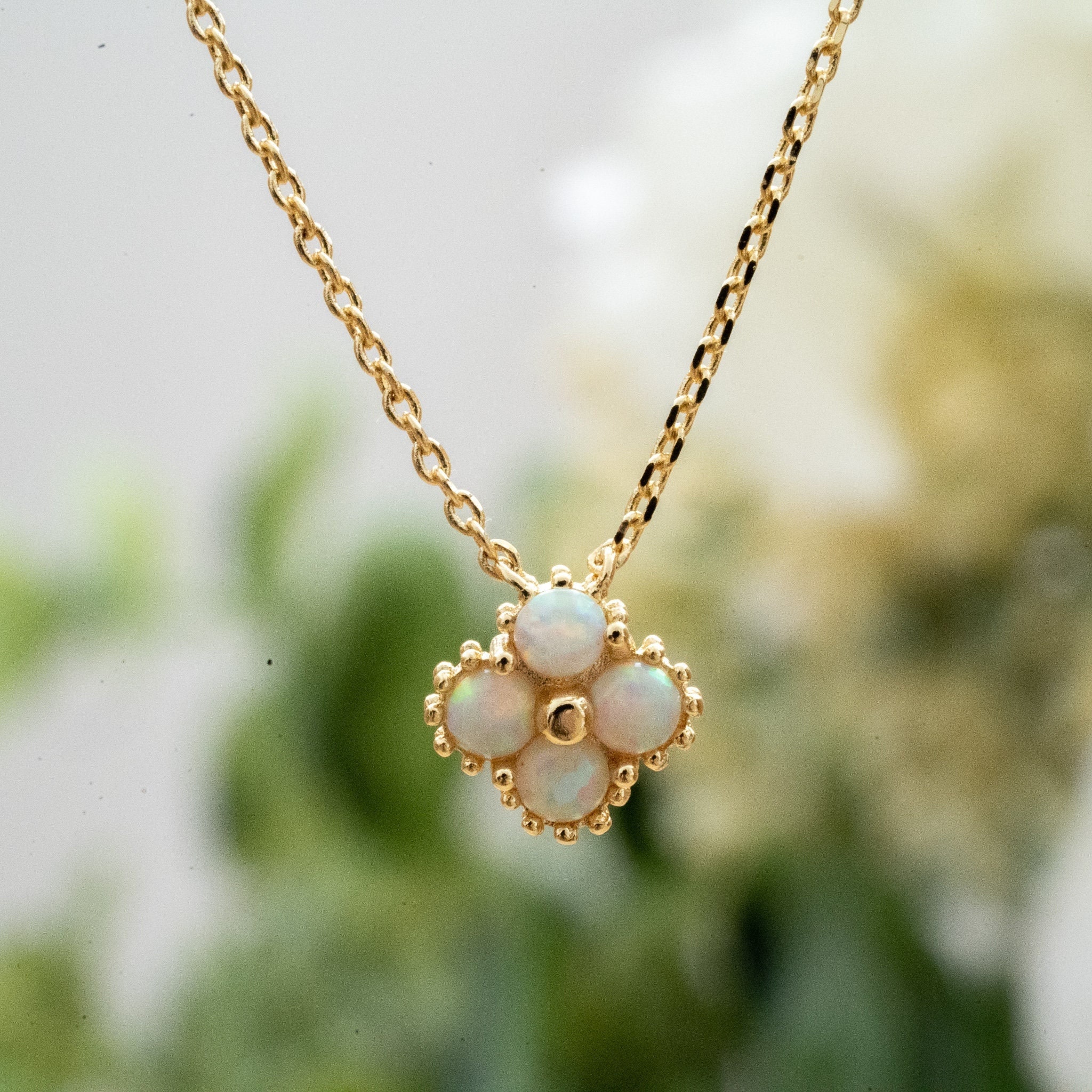 Opal shop clover necklace