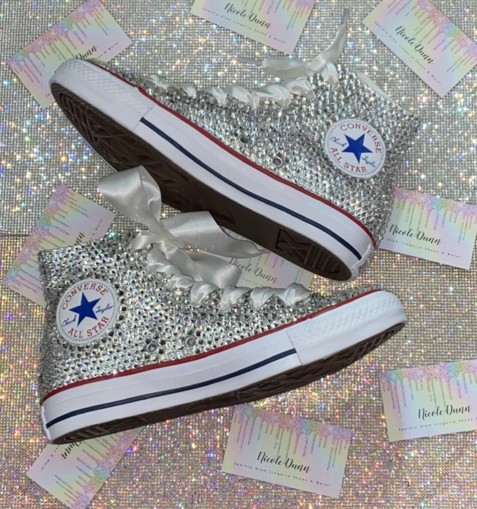 Original Converse With Luxe Crystals & Ribbon Laces Etsy