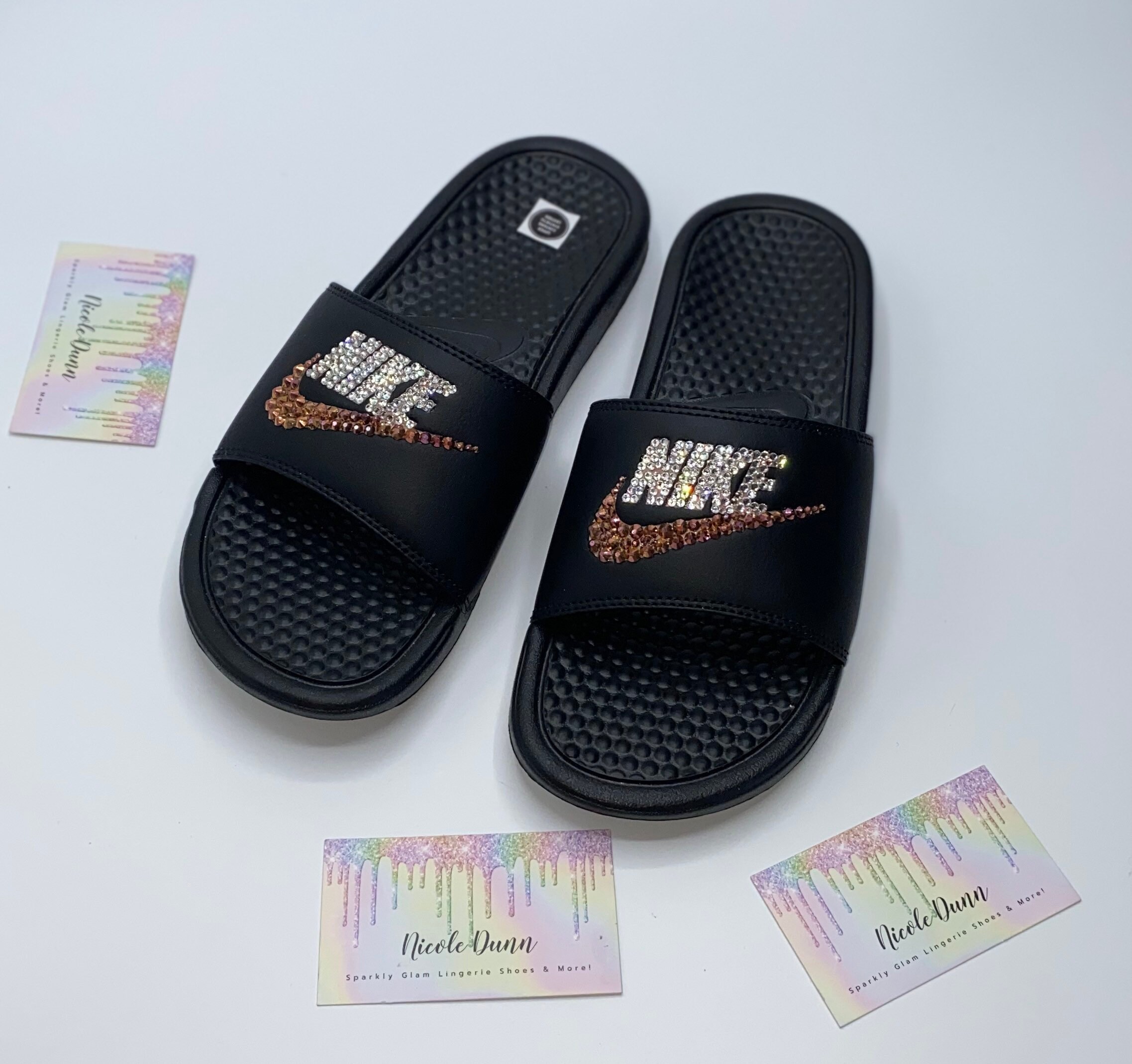 rosegold nike slides
