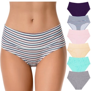 Curve Muse Women's Plus Size 100% Cotton Mid Waist Hipster Panties Underwear-6PK-PackA-M-V2  at  Women's Clothing store