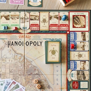 Juego de mesa Hanoi Poly, Vietnam, fotos antiguas de Indochina, divertido juego familiar, cumpleaños, regalo de Navidad, diseño exclusivo, piezas de juego de madera