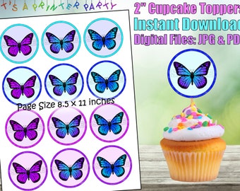 Printable Butterfly Cupcake Toppers (Digital Download)