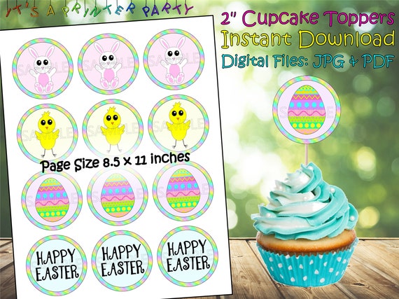 Printable Easter Cupcake Toppers digital Download | Etsy