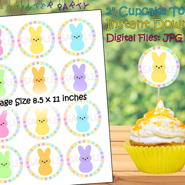 Printable Bunny Cupcake Toppers (Digital Download)