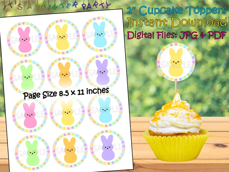Printable Bunny Cupcake Toppers digital Download Etsy