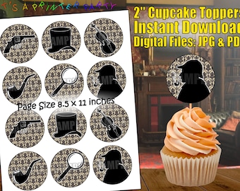 Detective Party Decorations Kit - Sherlock Holmes Theme With Banner, Balloons & Cake Toppers