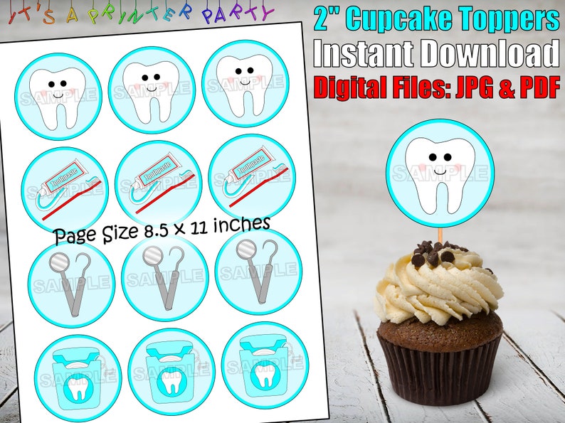 Printable Dentist Cupcake Toppers digital Download - Etsy