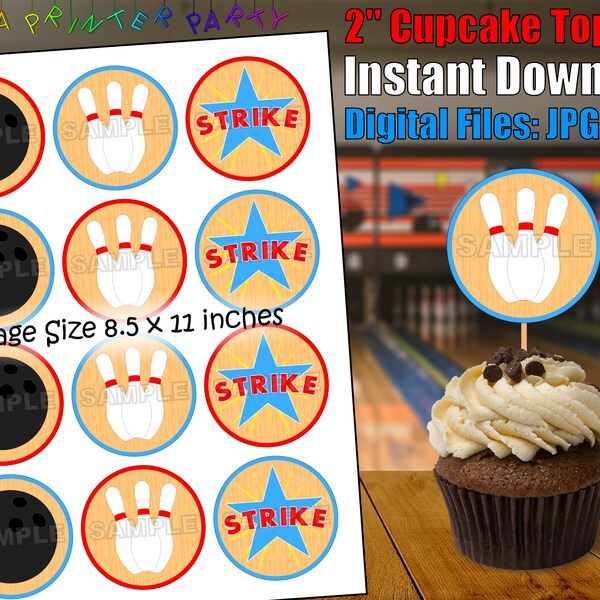 Toppers de cupcakes de bolos imprimibles (descarga digital)