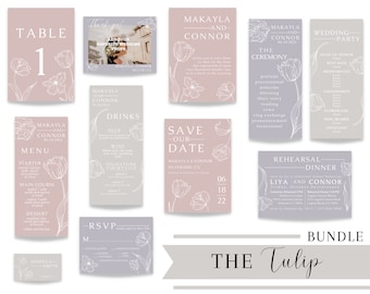 Wedding Invitation Bundle | Tulip |  Wedding Suite | Wedding Bundle | Canva Template | Digital Download | Invitations | Template