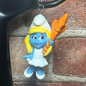 Handmade Vintage Smurfette Keychain