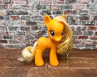 Seltenes My Little Pony G4 Applejack mit goldfarbenem Lametta-Haar & Pinsel-Mähne *Lese Infos*
