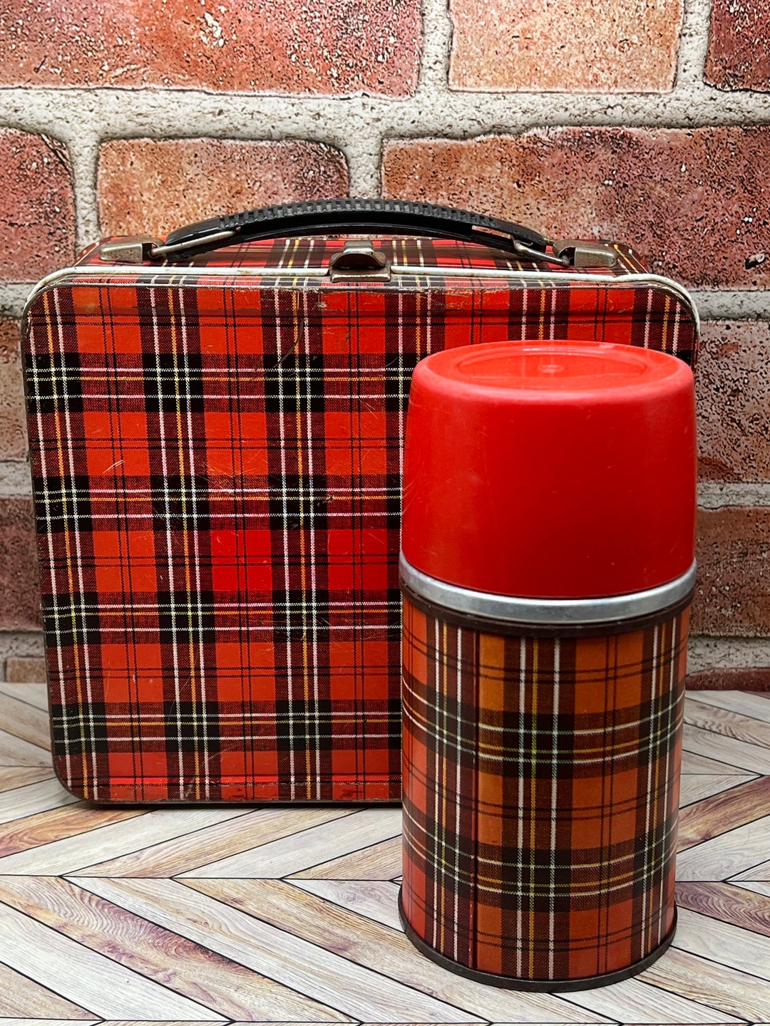 Rare Vintage Plaid Metal Lunchpail With Thermos - Etsy