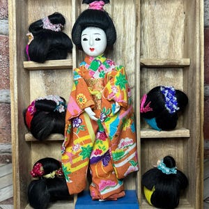 Vintage Hanako Japanese Geisha Doll With Six Wigs In Original Box  *Read Info*