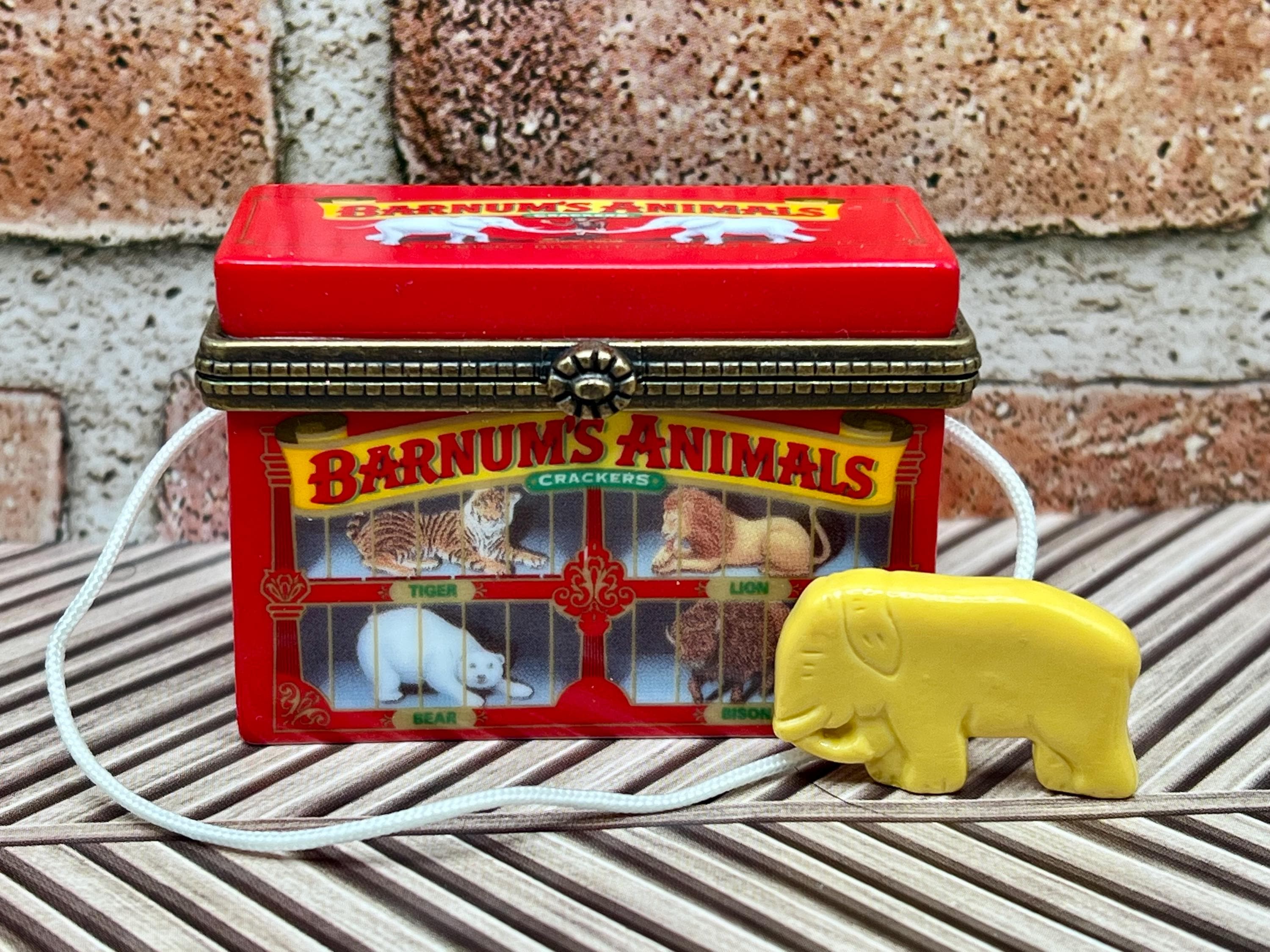 Vintage Animal Cracker Trinket Box: Elephant Prize, Original Box
