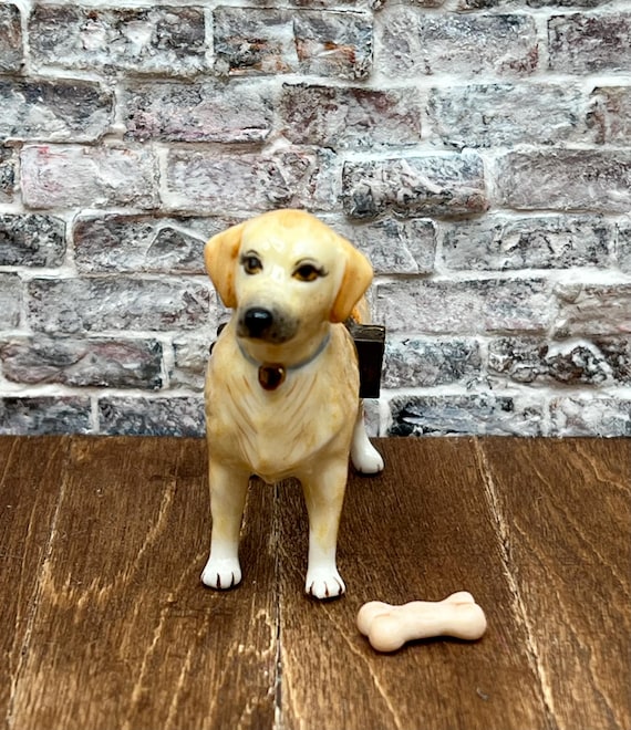 Vintage Labrador With Bone Trinket Box