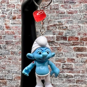 Handmade Vintage Smurf Keychain