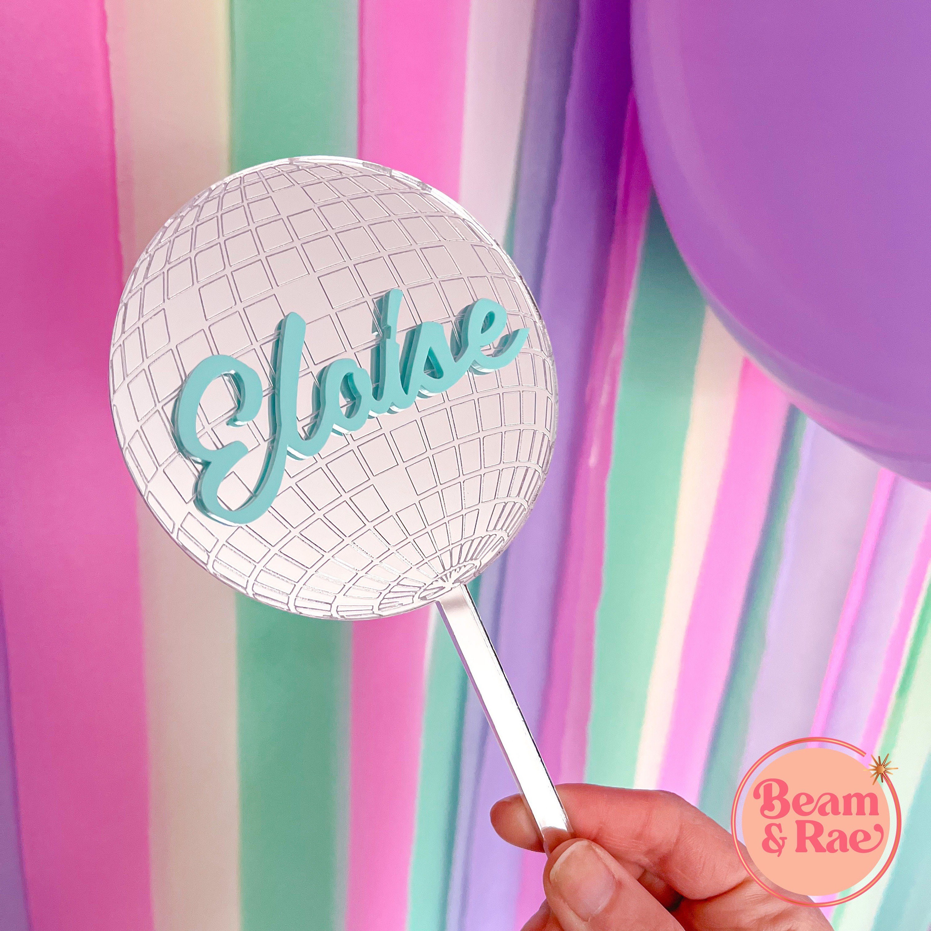 Personalised Disco Ball Cake Topper Disco Ball Disco Cake Etsy