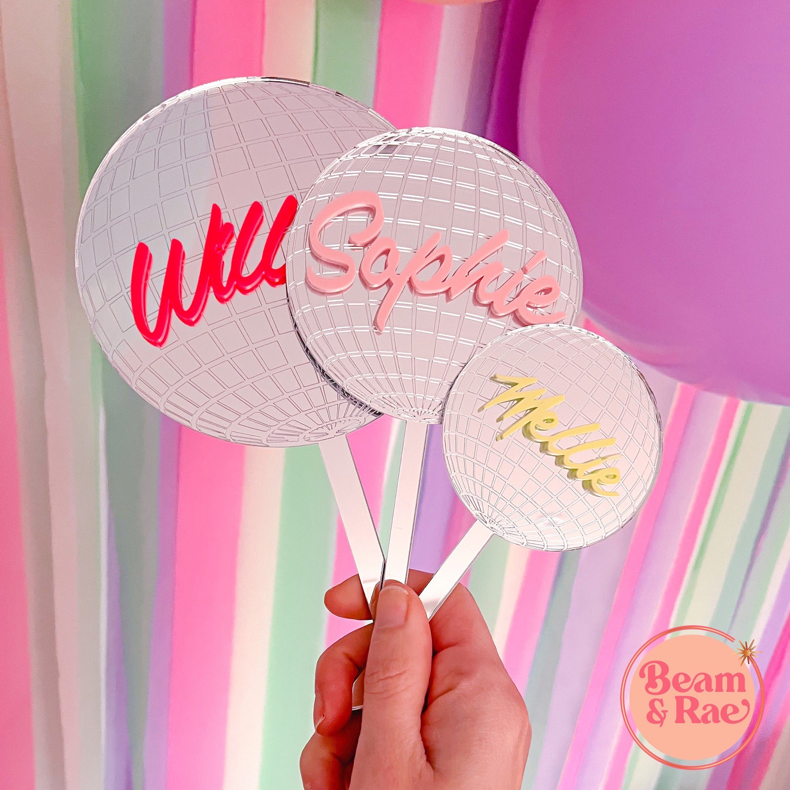 Personalised Disco Ball Cake Topper Disco Ball Disco Cake Etsy