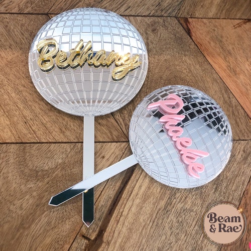 Personalised Disco Ball Cake Topper Disco Ball Disco Cake Etsy UK