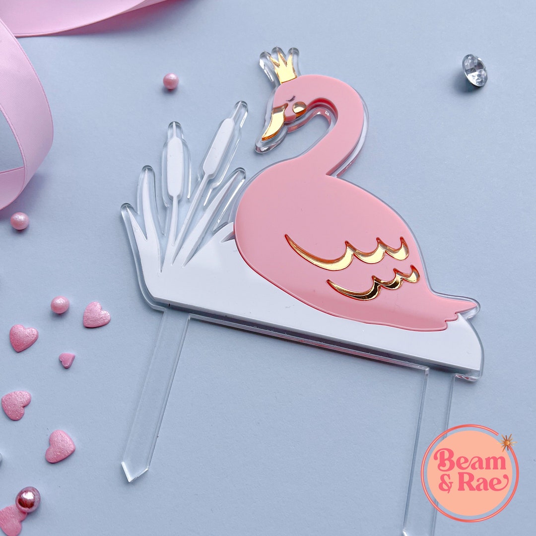 Swan Cake Topper Baby Shower Topper First Birthday Topper Baby Girl Cake Topper Princess Cake