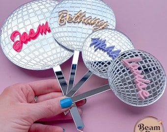 Personalised Disco Ball Cake Topper | Disco Ball | Disco Cake | Disco Cake Topper