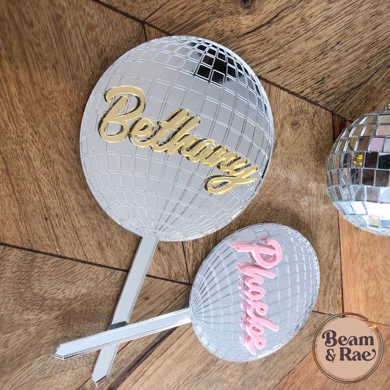 Personalised Disco Ball Cake Topper Disco Ball Disco Cake Etsy