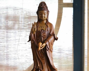 Standing Guan Yin Bodhisattva Statue, Kwan Yin, Quan Yin, Kuan Yin Statue Feng Shui, Buddha Statue for Home, Meditation Decor