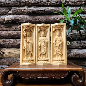 Buddhist Prayer Altar of Ksitigarbha Bodhisattva - Gautama Buddha - Guanyin Buddha, Buddha Statues for Home Decor, Meditation Decor