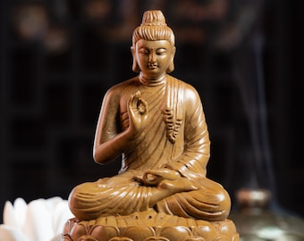 Gautama Buddha Sitting in Vitarka Mudra, Shakyamuni Meditating Buddha Statue, Buddhist Figurines, Buddha Statue for Home Decor