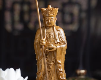 Standing Ksitigarbha Bodhisattva Statue, Dizang Statue Feng Shui, Meditation Decor, Buddha Statue Small for Home, Buddha Gifts