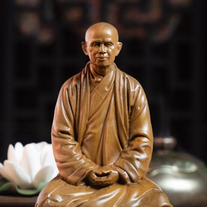 Zen Master Thich Nhat Hanh Statue, Buddhist Art Feng Shui, Meditation Decor, Buddha Statue Small for Home