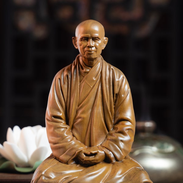 Statue du maître zen Thich Nhat Hanh, art bouddhiste Feng Shui, décoration de méditation, petite statue de Bouddha pour la maison