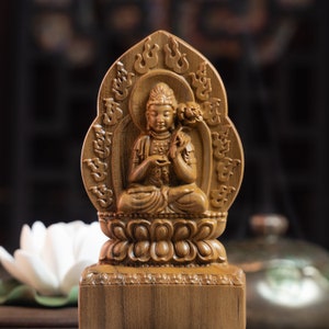 Double-sided Mahasthamaprapta Bodhisattva Statue, Feng Shui Statue 6&quot; High, Buddha Statues for Home Decor, Meditation Decor, Buda Statues
