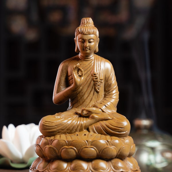 Gautama Buddha Sitting in Vitarka Mudra, Shakyamuni Meditating Buddha Statue, Buddhist Figurines, Buddha Statue for Home Decor