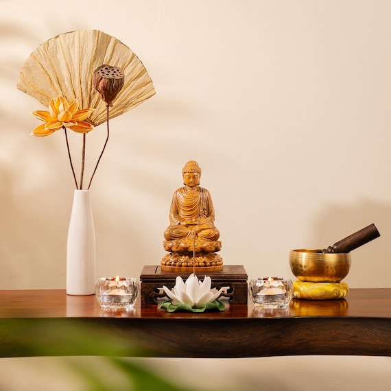 Wooden Sitting Gautama Buddha Statue, Shakyamuni Meditating Buddha