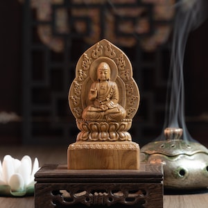 Double-sided Amitabha Buddha Statue, Wooden Buddha Statue 6