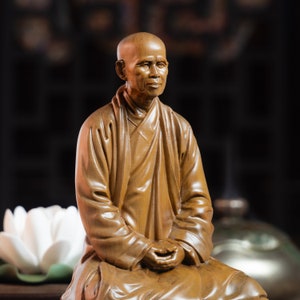 Zen Master Thich Nhat Hanh Statue, Buddhist Art Feng Shui, Meditation Decor, Buddha Statue Small for Home image 3