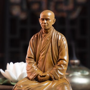 Zen Master Thich Nhat Hanh Statue, Buddhist Art Feng Shui, Meditation Decor, Buddha Statue Small for Home image 4