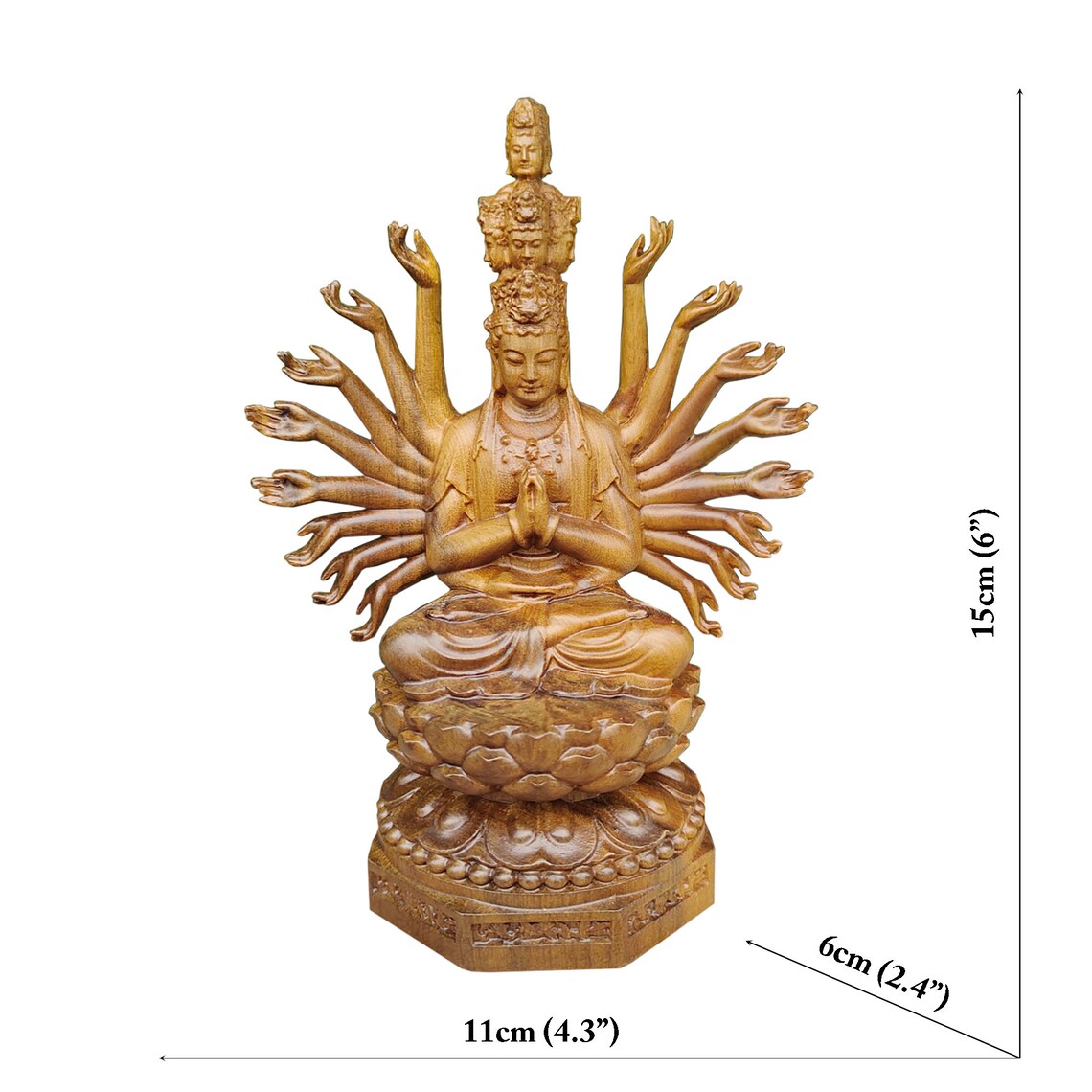 Thousand Hands Guan Yin Bodhisattva Statue Sitting on Lotus Etsy