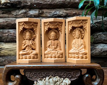 Buddhist Portable Folding Altar, Three Saints of West Sitting on
