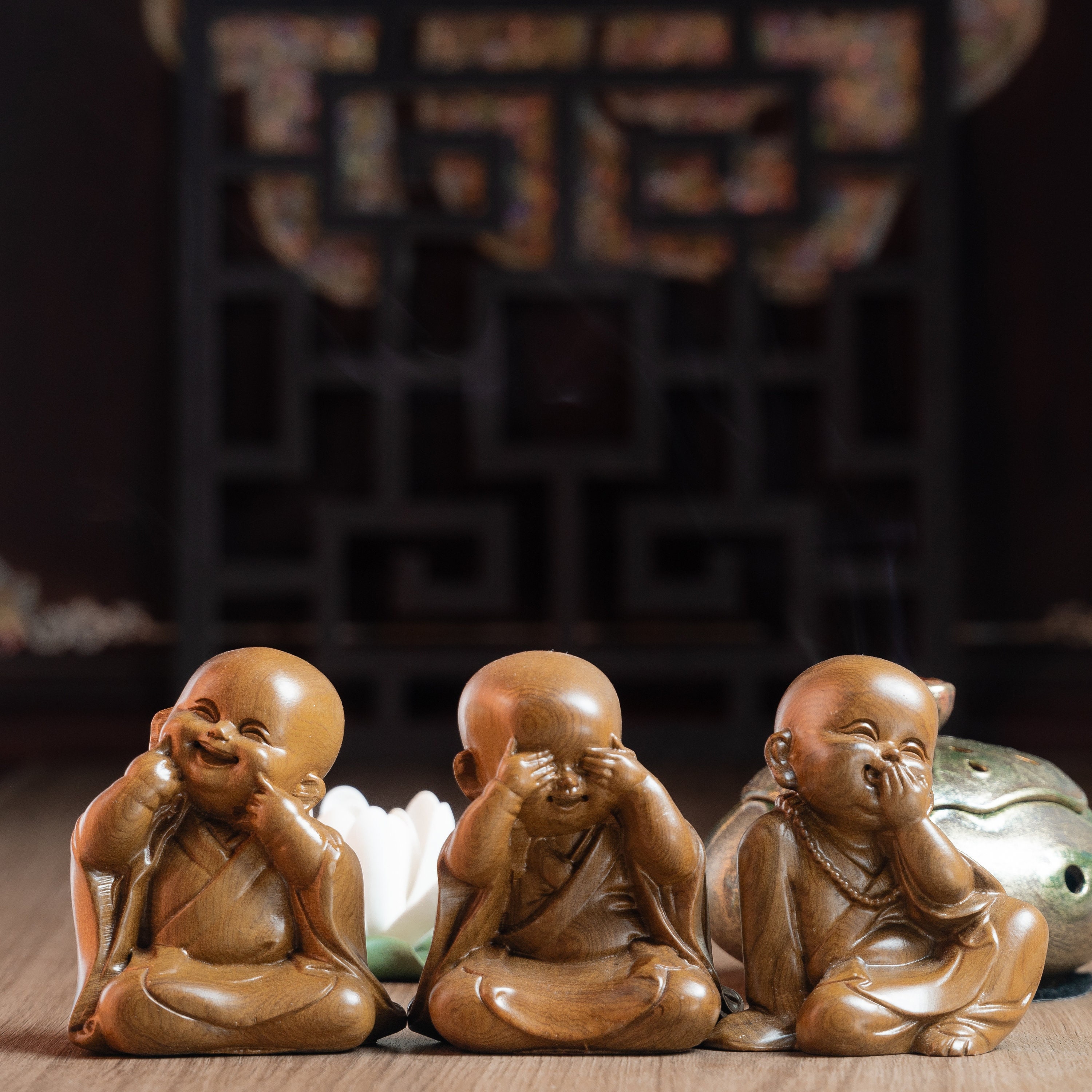 ヘレンド　フィギュリン　ブッダ　仏陀　Buddha Set of 3 Buddha Statues, Hear No Evil See No Evil Speak No Evil