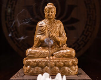 Buddha Turning the Wheel of Dharma, Shakyamuni Meditating Buddha Statue, Buddhist Figurines, Buddha Statue for Home Decor