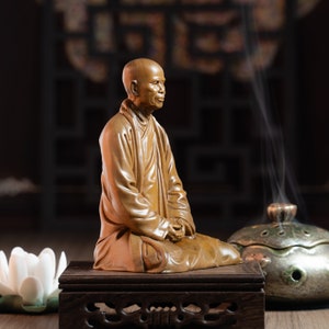 Zen Master Thich Nhat Hanh Statue, Buddhist Art Feng Shui, Meditation Decor, Buddha Statue Small for Home image 5