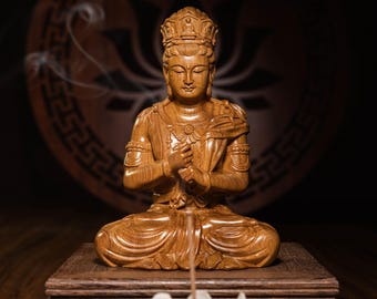 Vairocana Buddha Statue, Mahavairocana Buddha Figurine,Buddhist Decor, Hand Carved Buddha, Buddha Statue Small for Home, Desk Decor