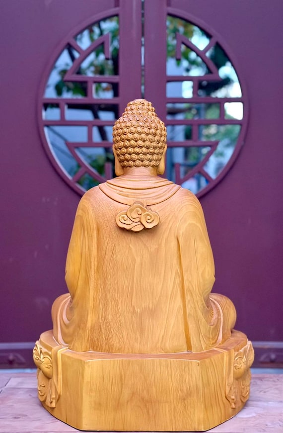 釈迦牟尼仏 法輪廻し 19.7/23.6/27.6/31.5インチ 木製 座像 ゴータマ仏