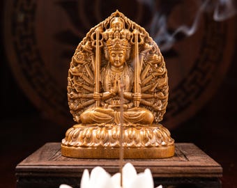 Thousand Hands Guan Yin Buddha Statue, Double-sided Wooden Thousand-hand Kwan Yin, Quan Yin, Kuan Yin, Zen Decor, Spiritual Gifts